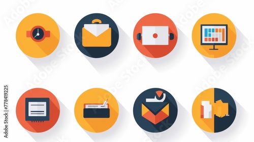 Round minimalist icons for common website actions: home, contact, about us, services