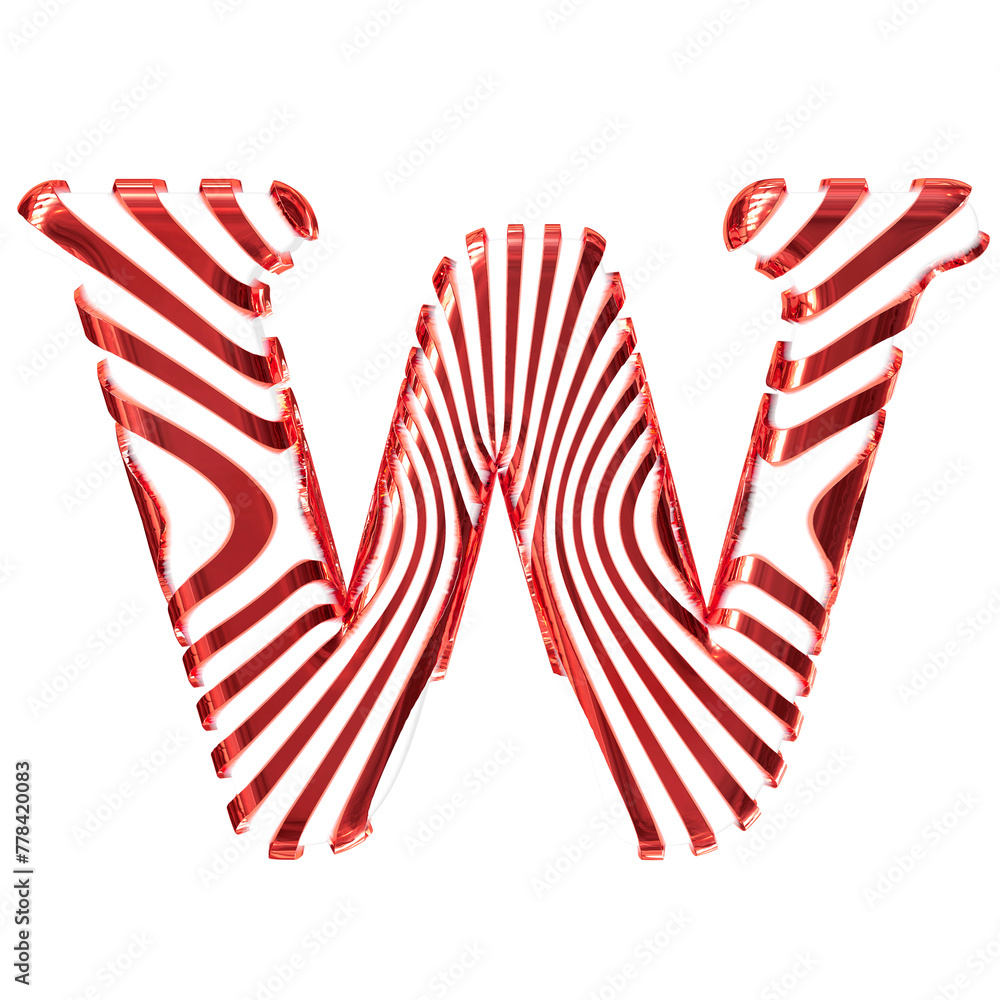 White symbol with red vertical ultra-thin straps. letter w White symbol with red vertical ultra-thin straps. letter w