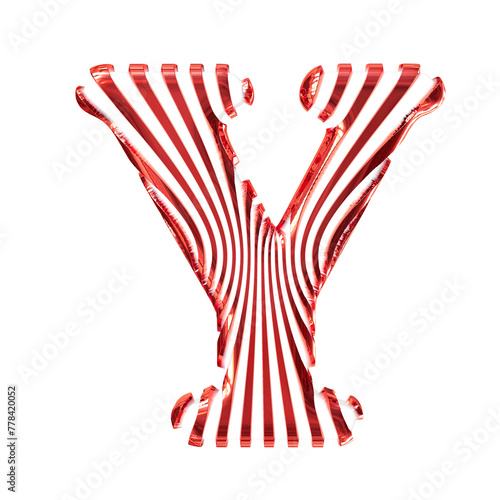 White symbol with red vertical ultra-thin straps. letter y