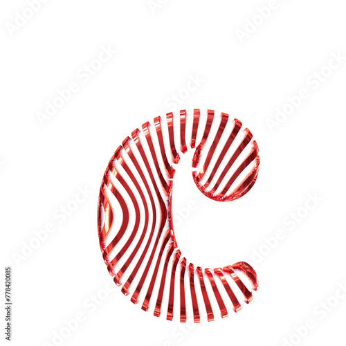 White symbol with red vertical ultra-thin straps. letter c
