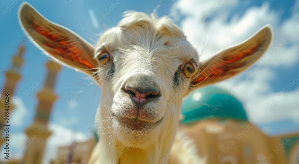 Obraz premium Goat Qurban Eid al adha mubarak festival islamic background