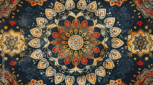 Ornate circular patterns known as mandalas are used in Islamic, Arabic, Indian, and Ottoman arts. These hand-drawn designs are popular decorative elements.