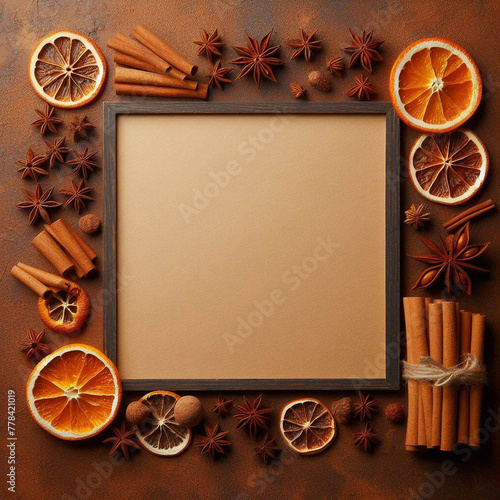 spices on wooden background