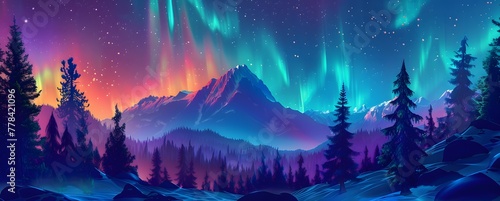 a colorful aurora borealis over a mountain range