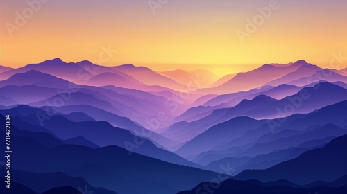 Simplistic Mountain Range Gradient in Butter Yellow to Pastel Violet.