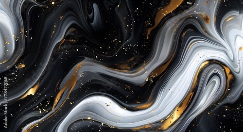 a black and white swirls of paint photo