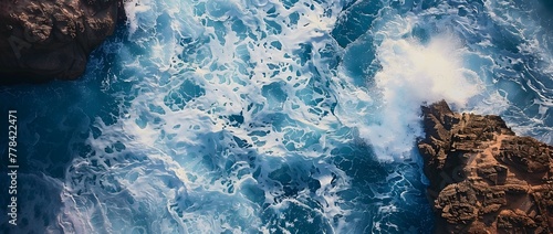 a blue and white ocean waves