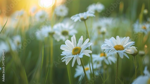 Chamomile field close-up