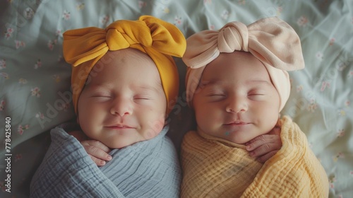 Two Babies Sleeping in Blankets