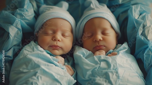 Two Babies Sleeping in Blankets