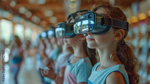 Young Children Wearing Virtual Headsets