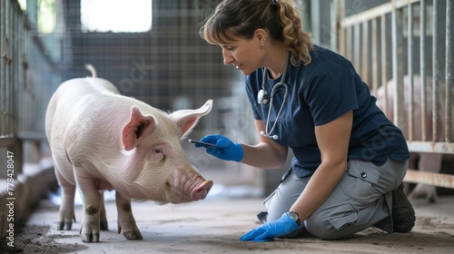 The Veterinarian Examining a Pig photo