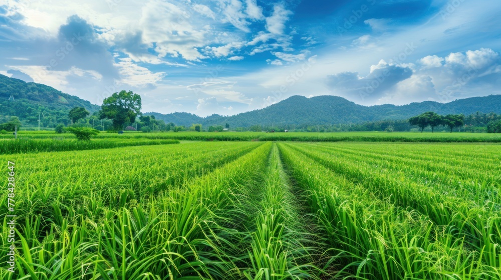 green and fresh Sugar plant field landscape green and fresh Sugar plant field landscape