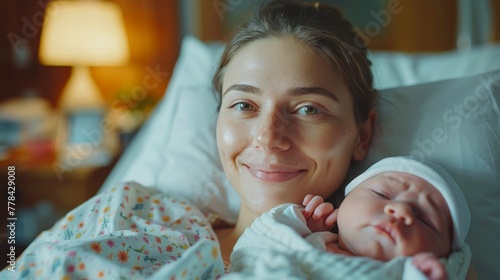 Woman Holding Baby in Arms