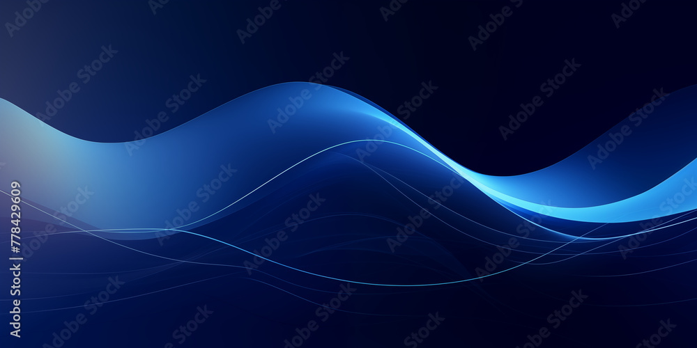 Blue minimal tech wavy lines abstract futuristic, abstract blue wave, abstract blue waves background, Futuristic technology style, Elegant background for business tech presentations  - obrazy, fototapety, plakaty 