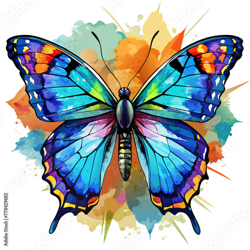 Vector Watercolor Butterfly The Ulysses butterfly