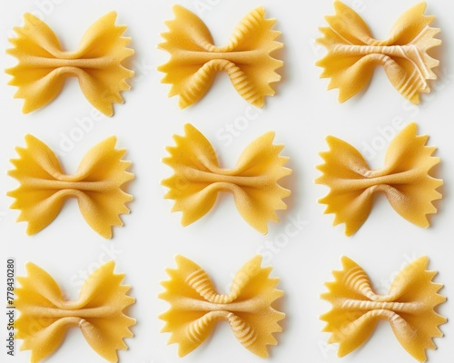 Farfalle Pasta Isolated on White Background - Bow Knot Shaped Noodles