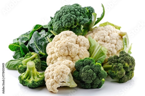 Fresh and Healthy Broccoli and Cauliflower - Isolated Vegetables for Cooking