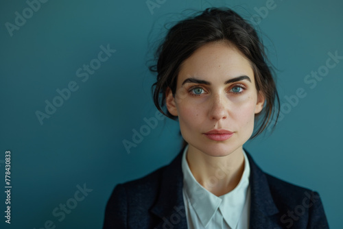 A woman with a serious look on her face