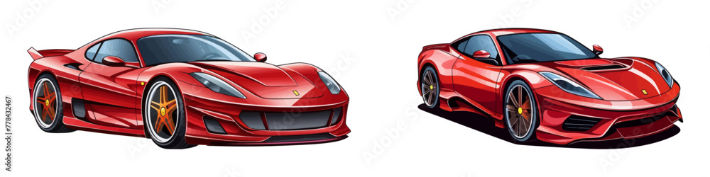 Drawing of a vibrant red sports car sketched on a clean white background.