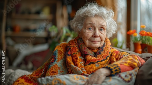 Elderly Woman Residing in a Nursing Home Generative AI photo