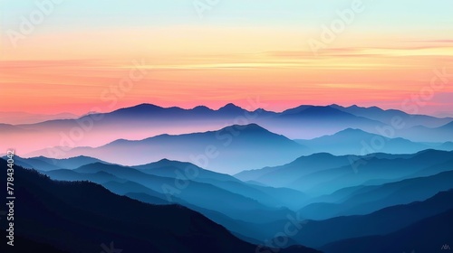 Mountain Range Silhouette at Dusk