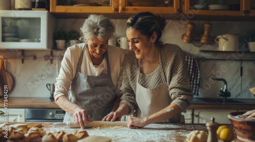 Grandmother Teaching Granddaughter Baking photo