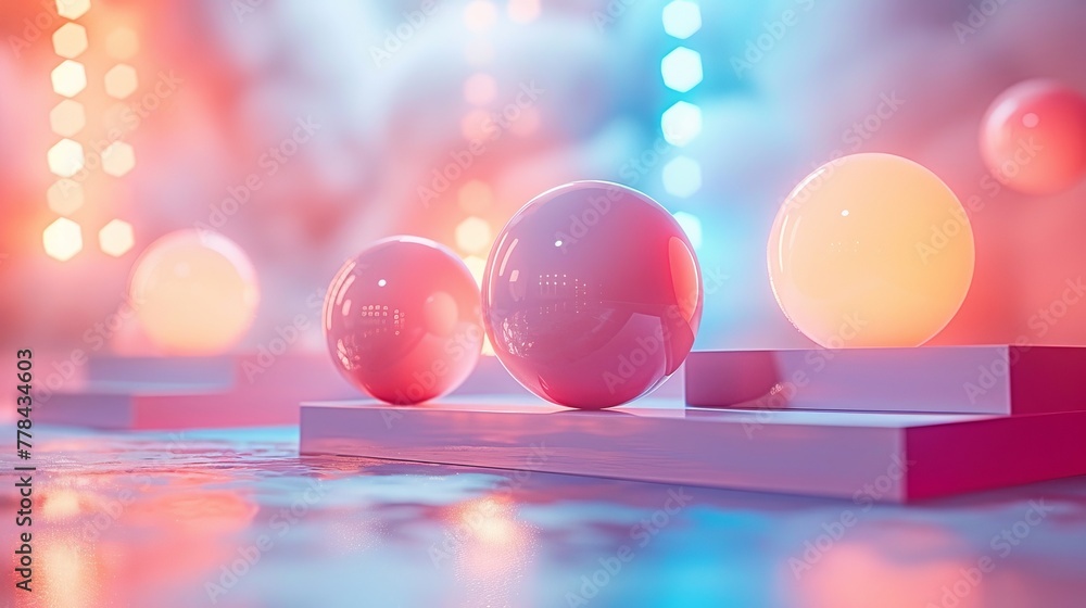 Soft Pastel Bokeh Backdrop with Minimalist Geometric Figures Soft Pastel Bokeh Backdrop with Minimalist Geometric Figures