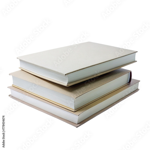 Three books of stack on transparent background