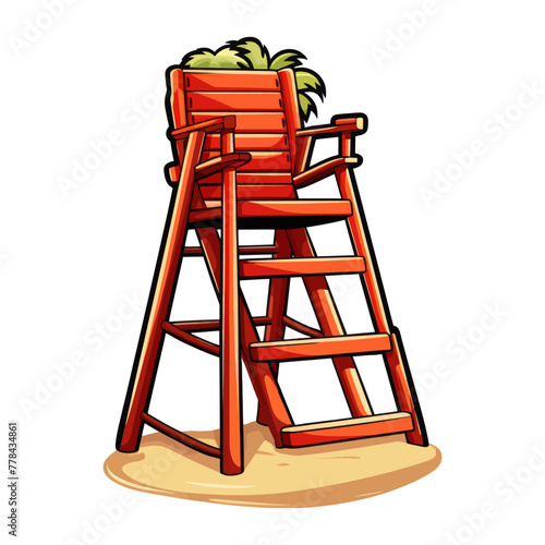A wooden chair with a plant placed on top of it.