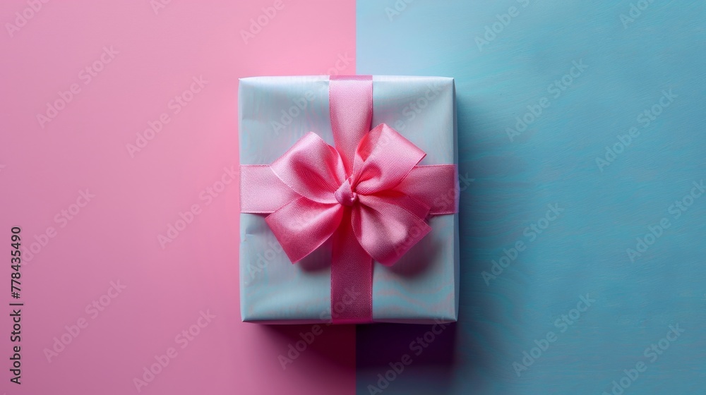Soft Pastel Pink and Blue Gradient with Minimal Gift Box. Soft Pastel Pink and Blue Gradient with Minimal Gift Box.