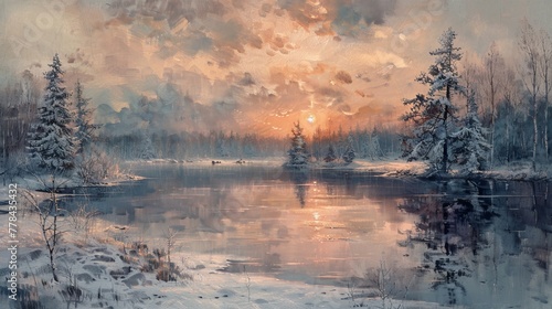 Winter Solstice Serenity: A Soft Pastel Interpretation. © Exnoi