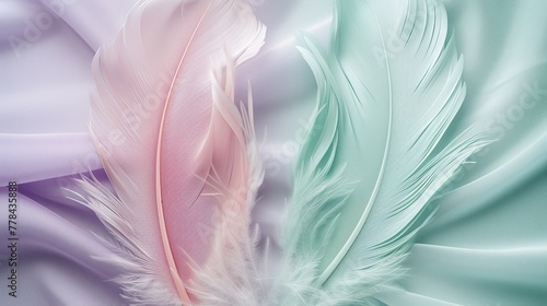 Feather Split in Pastel Lavender and Mint Green - Embracing Natural Textures.