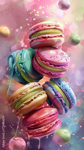 Vibrant Macaroon Radiating Delectable Flavors and Captivating Colors