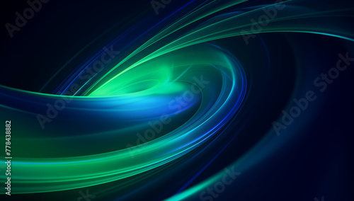 Abstract green background with geometric dynamic glowing diagonal lines, Digital blue and green 3d geometric abstract graphics