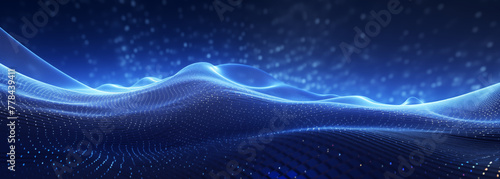 Digital technology blue rhythm wavy line abstract graphic for background, Blue Horizon of Digital Innovation © ammad