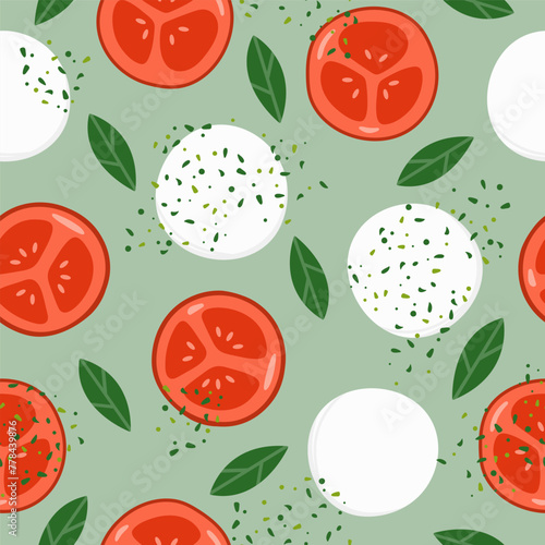 Caprese salad vector seamless pattern