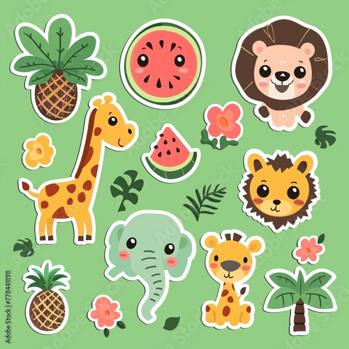 a set of stickers with animals