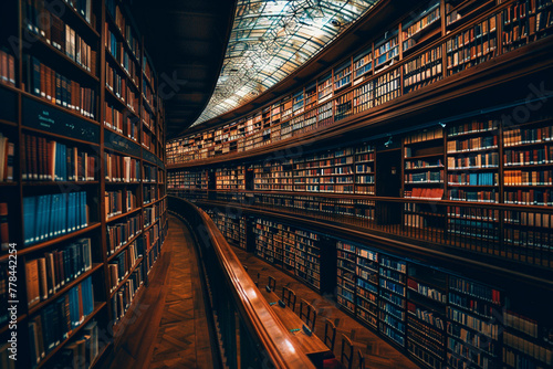 A library with AI-powered book recommendation system, suggesting new reads based on past preferences and trending topics.