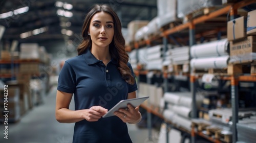 Woman with Tablet in Warehouse © Anna