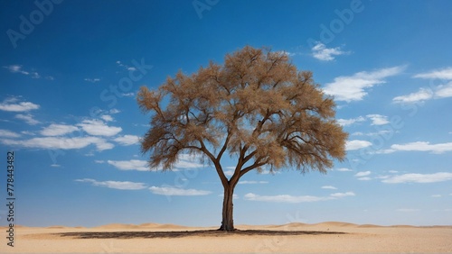 tree in desert, a stark reminder of nature retreat and the urgent call to combat desertification and ecological challenges