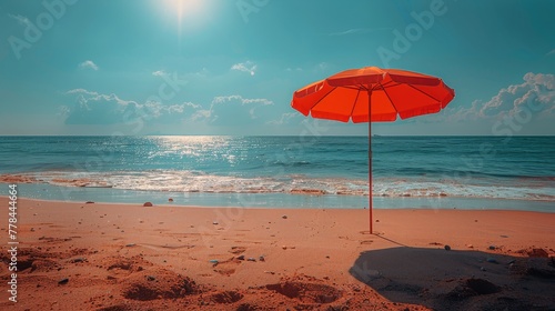 Colorful Umbrella on Sandy Beach