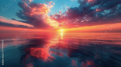 Sun Setting Over Water With Mountains