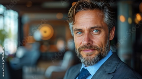 Man With a Beard in Blue Shirt