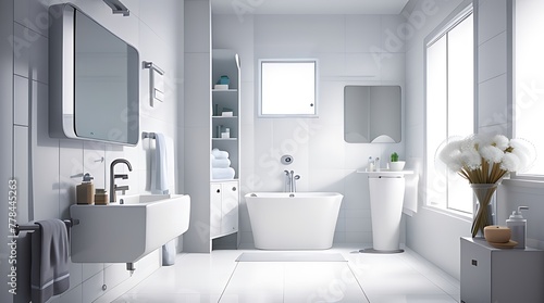 Bathroom interior design 3d Animation White background-1