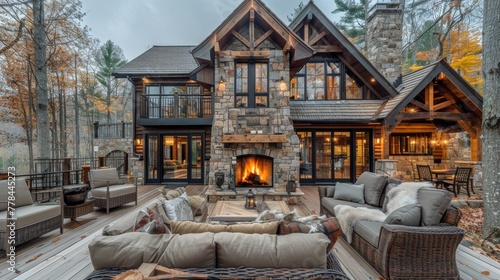 A Large House Covered in Snow With Many Windows