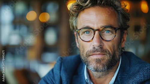 Bearded Man With Glasses Looking at Camera