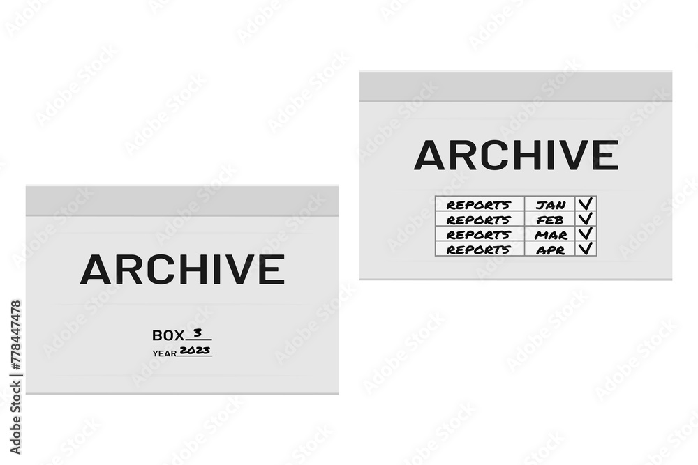 white archive office box storage side view vector flat illustration white archive office box storage side view vector flat illustration