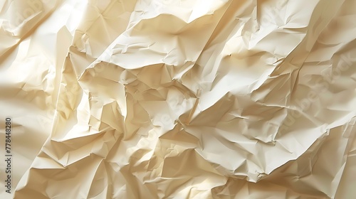 crumpled paper gold white background