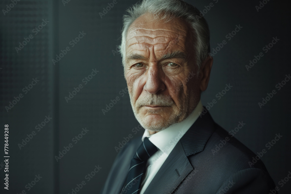 An older man in a suit and tie looks at the camera An older man in a suit and tie looks at the camera